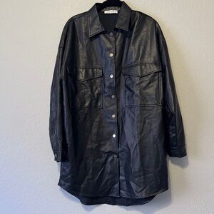 12th Tribe Black Faux Leather Mini Dress